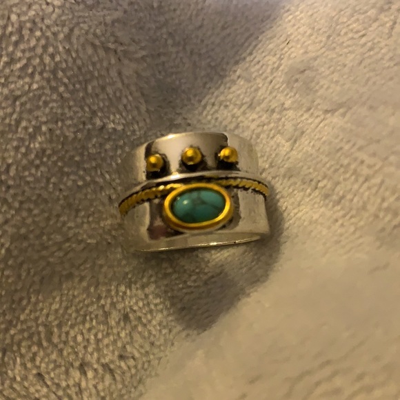 turquoise wide band ring - Picture 7 of 8